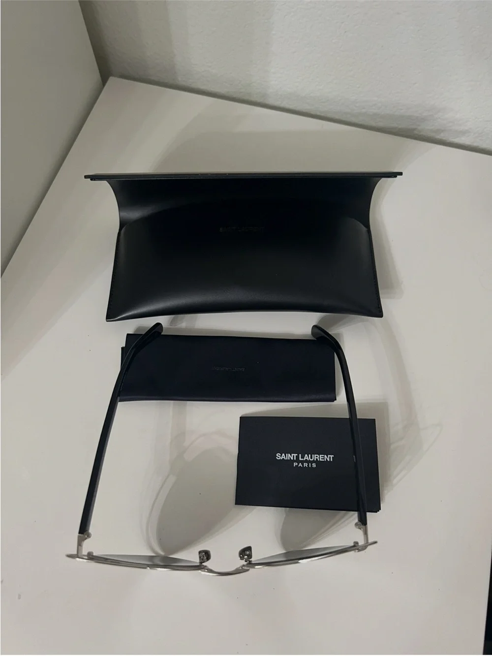 Saint Laurent Silver Heart Frame Sunglasses with Silver Mirror Lenses